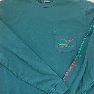 Vineyard Vines Teal Long Sleeve Tee with Logo